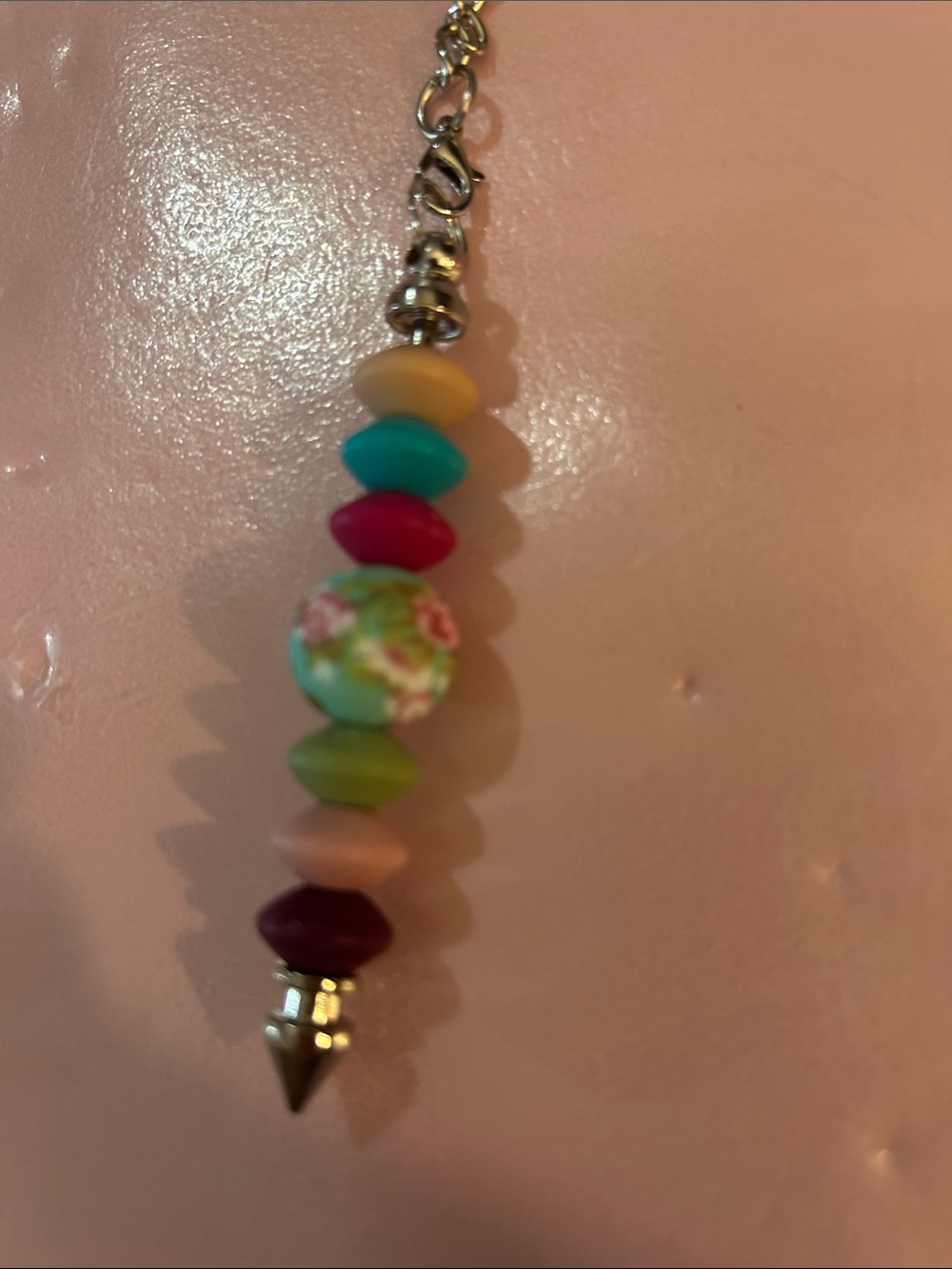 Kids Pink Beaded Charm Keychain - Picture 2 of 2